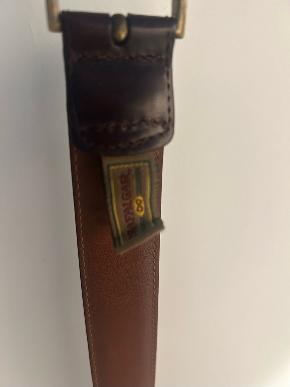Trafalgar Two-Tone Brown Leather Men's Belt with Brass Buckle